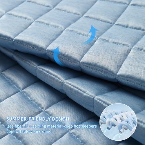 YnM Cooling Weighted Blanket for Adults, 15lbs Heavy Bed Throw Comforter with 100% PE Fabric, Ideal for Hot Sleepers or Summer Days(48x72 Inches for Twin/Full Bed, 15 Pounds,Blue) - Image 3