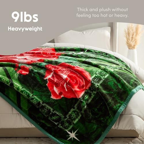 Nestl Korean Mink Blanket Queen Size - 9 Lbs Velvet Fleece Korean Blanket - 2 Ply Warm & Thick Winter Blanket - Wrinkle & Fade Resistant - 79 x 94 Inches (Green) - Image 4