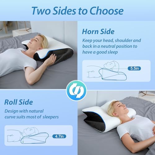 HOMCA Memory Foam Cervical Pillow, 2 in 1 Ergonomic Contour Orthopedic Pillow for Neck Pain, Contoured Support Pillows for Side Back Stomach Sleepers - Image 6