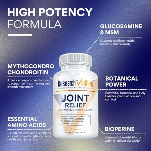 Research Verified Joint Support - Glucosamine, MSM, Turmeric, Boswellia, BioPerine - Vegan - 90 Capsules - 1 Month Supply - Image 2