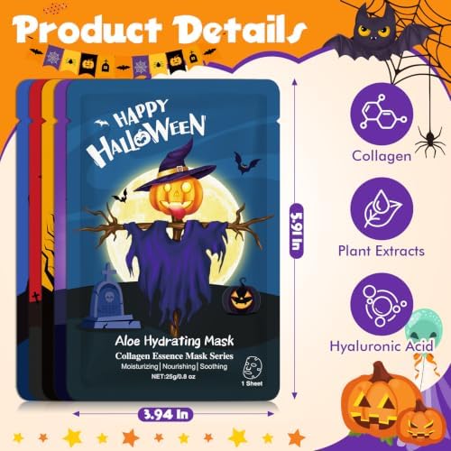 60 Pack Bulk Halloween Face Mask, Sheet Facial Mask for Halloween Gifts - Image 3