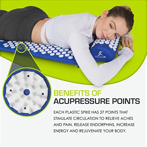 ProsourceFit Acupressure Mat and Pillow Set for Back/Neck Pain Relief and Muscle Relaxation, Blue - Image 3