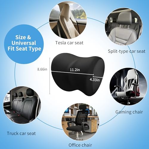 2-Pack Car Neck Pillow with Height-Adjustable,Car Headrest Pillow for Neck Support Relieves Driving Fatigue, Soft Memory Form and Ergonomic Design Fits Most Car Seats(Matte Black) - Image 6