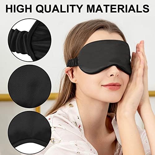 2Pack Silk Sleep Mask,Eye Mask for Sleeping,Elastic Blackout Eye Mask & Blindfold for Full Night's Sleep,Travel and Nap(Black) - Image 3