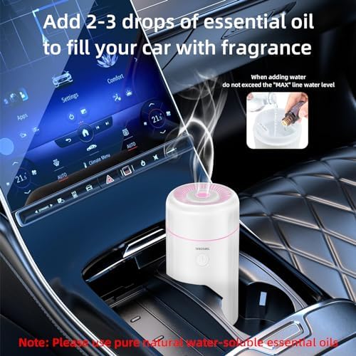 SEEDSEEL 100ML Car Diffuser Humidifier, Cool Mist Air Essential Oil Diffuser with 7-LED Color Changing, Suitable for Car - Image 4