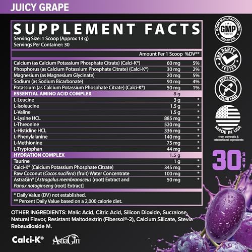 Nutrex Research EAA Hydration | EAAs + BCAA Powder | Muscle Recovery, Strength, Muscle Building, Endurance | 8G Essential Amino Acids + Electrolytes | (Packaging My Vary) 30 Servings (Juicy Grape) - Image 3