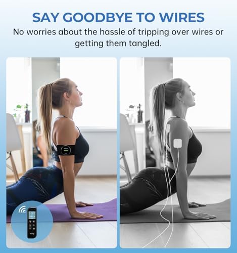 NURSAL Wireless TENS Unit Muscle Stimulator, Dual Host TENS EMS Machine for Pain Relief, 18 Modes 20 Intensity Remote Control Pulse Physical Electrotherapy for Back Shoulder Pain (2 Pads) - Image 3