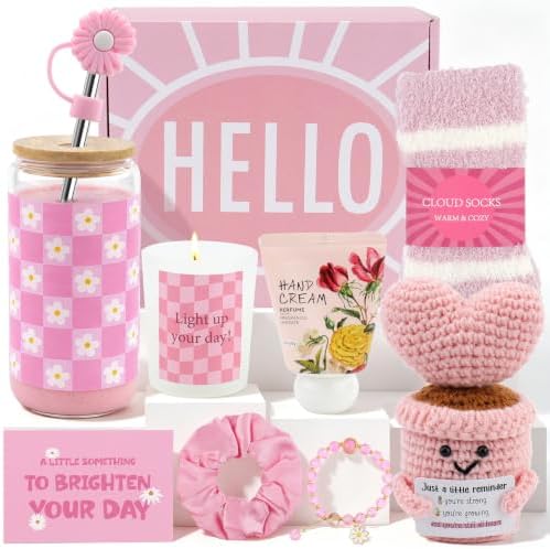 Pink Gift Basket for Women, Unique Birthday Gifts for Teen Girls Mom Sister by Ithmahco