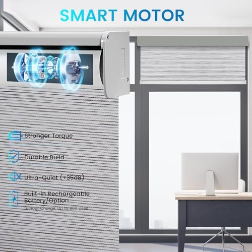 Motorized 100% Blackout Roller Shades – Custom Smart Blinds with Remote Control, Rechargeable Battery or Plug-in Motor, Tuya WiFi Optional, Home & Office Automatic Window Shades (Dove Gray/CH9426) - Image 3