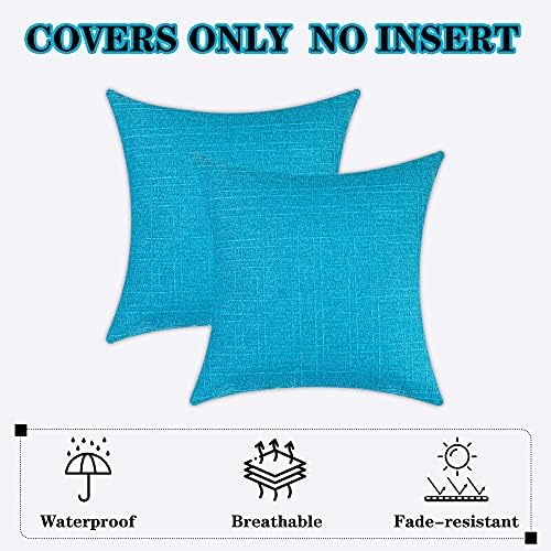 Kevin Textile Outdoor Waterproof 24”x24” Pillow Covers 2 Pack, Peacock Blue - Image 6