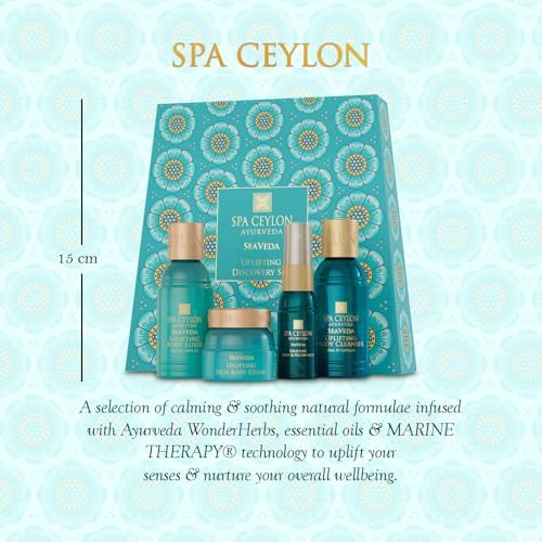 Spa Ceylon SeaVeda Uplifting Discovery Set – 4-Piece Ayurveda Bath & Body Gift Set with Marine Actives, Spearmint, Patchouli & Moringa – Body Cleanser, Body Elixir, Rich Body Cream & Pillow Mist - Image 2