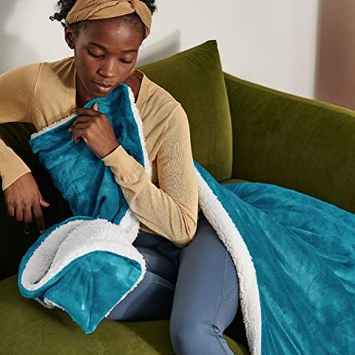 Bedsure GentleSoft Sherpa Fleece Blankets King Size for Bed, Non-Heated, Thick and Warm Throw for Women and Men, Soft Fuzzy Plush King Blanket for Winter, Teal, 108x90 Inches - Image 6