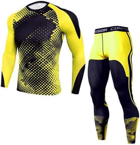 OEBLD Men's Workout Compression Clothes Long Sleeve Compression Shirts and Pants Thermal Base Layer Set by OEBLD