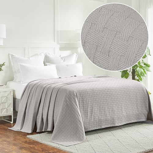 Superior Cotton Blanket Breathable All Season Comfy Bedding, Full/Queen, Silver - Image 2