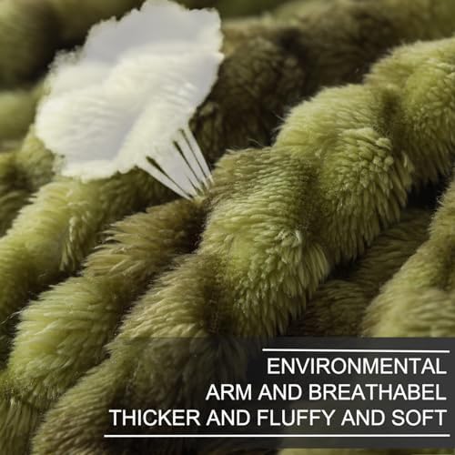 Richave Fleece Throw Blanket,Premium Lightweight Anti-Static 50x60 Inches Travel Size 3D Clouds Stylish Jacquard Throw Blanket for Winter, Tie-dye Olive Green - Image 2