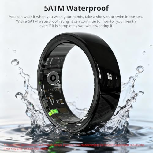 Smart Ring for Women, Health Tracker & 5ATM, COLMI R02. (Black Ceramic, 9#) - Image 6