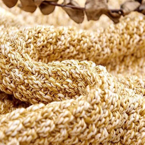 Longhui bedding 100% Cotton Knitted Throw Blanket – Mustard Yellow, Soft & Cozy, Machine Washable, 60"x80" – Perfect for Living Room, Couch, Sofa, Bed or Travel - Image 3