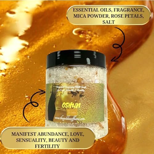 Oshun Bath Salts – Spiritual Cleansing Ritual Bath Soak – Goddess of Love & Abundance Inspired – Witchcraft, Wiccan, Pagan & Metaphysical Bath Supplies 12oz - Image 3