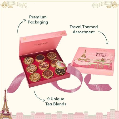 VAHDAM, Weekend in Paris Tea Gift Set - 9 Assorted Teas | Travel Edition Gift Box | Natural Ingredients Luxury Tea Set | Gluten Free, Non-GMO - Image 5