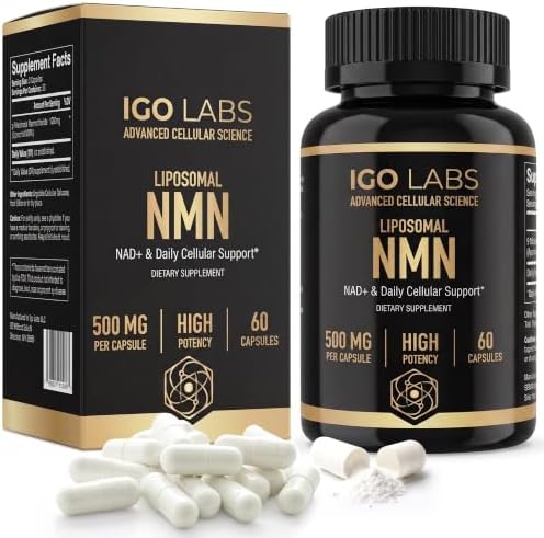 Liposomal NMN 1000mg Per Serving, Pure NMN Supplement, 60 Capsules by IGOLABS