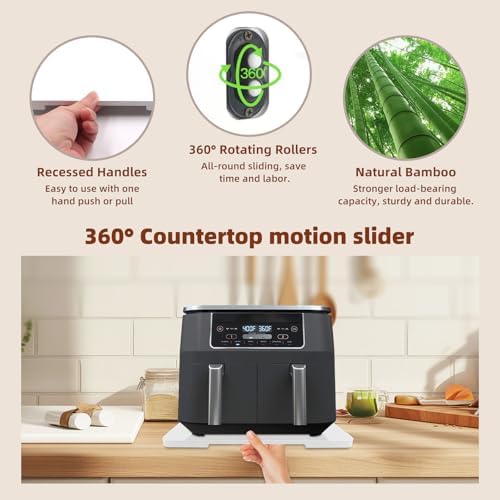 360°Rolling Tray Bamboo Appliance Slider for Breville Espresso Machine - Image 4