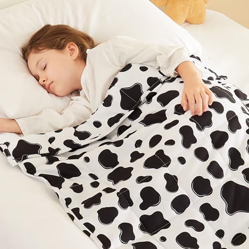 Weighted Blanket - 10 lbs Cow Pattern Heavy Blanket - Small Size Breathable Lap Blanket(50"x60", 10 lbs) by HOSUKKO