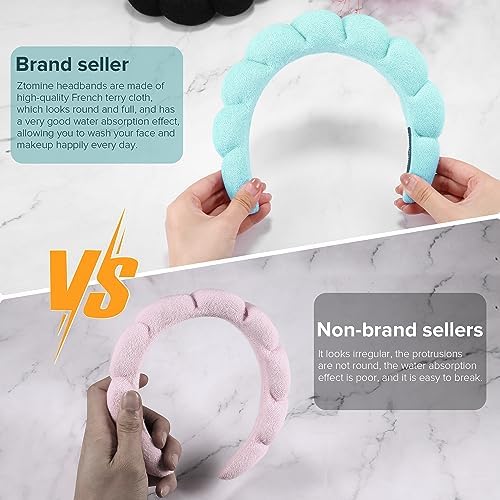 Ztomine Spa Headbands for Washing Face or Facial, Set of 2 Skincare Headbands, Terry Cloth Headband Wash Combo Pack - Puffy Makeup Washing, Mask, Skin Treatment (Black & Turquoise) - Image 3