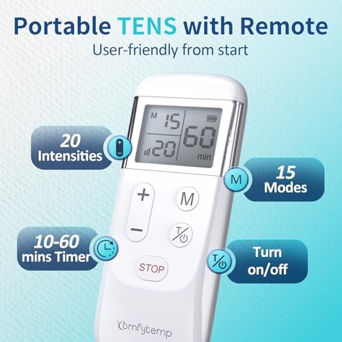 Comfytemp Wireless TENS Unit Muscle Stimulator, FSA HSA Eligible Rechargeable Tens Unit for Pain Relief with Remote Control, Portable Pulse Muscle Stimulator for Back Shoulder Sciatica, 15 Modes - Image 2