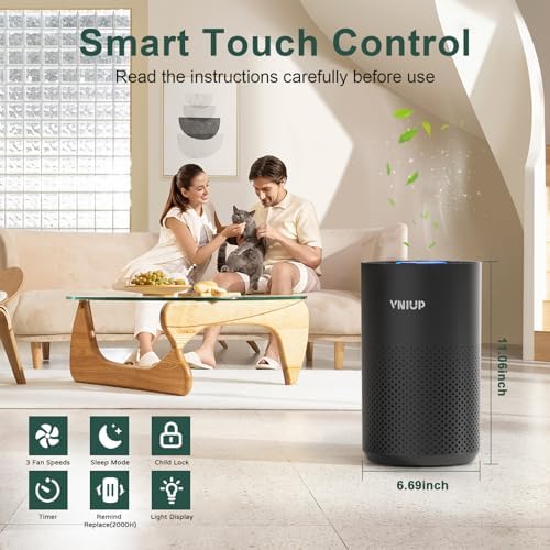 Air Purifiers for Bedroom Home up to 1350 ft² - Vniup H14 True Room Air Purifiers for Bedroom, with Fragrance Function Sleep Mode& Light Mode Air Cleaner for Pet Dander Odor Dust Smoke - Image 6