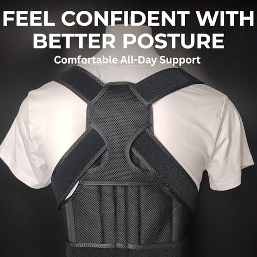 Posture Corrector for Men & Women – Adjustable Back Brace for Upper Back, Shoulder & Neck Support – Breathable, Adjustable & Comfortable for Everyday Wear (Black, Medium) - Image 2