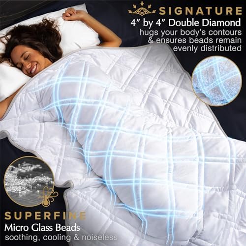 Aricove Cooling Weighted Blanket, 20 lbs, Twin Size for Adults, Luxury Heavy Blanket, Silky Soft Bamboo Viscose, 48x72 inches, Machine Washable, White - Image 3