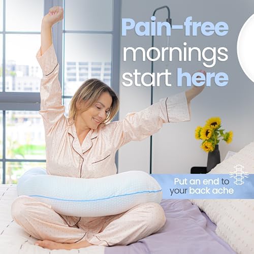 Contour Cool XL Swan Shaped Side Sleeper Pillow | Orthopedic Body Pillow for Tall Sleepers | Cooling XL Pillow Pillow Case | Body Pillow for Back Pain - 1 Pack - Image 2