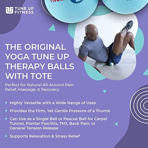 YOGA TUNE UP® Therapy Balls in Tote by Tune Up Fitness - Massage Balls for Trigger Point, Pressure Point & Myofascial Release - Use as Single or Peanut Ball for Pain Relief & Relaxation (Aqua Blue) - Image 2