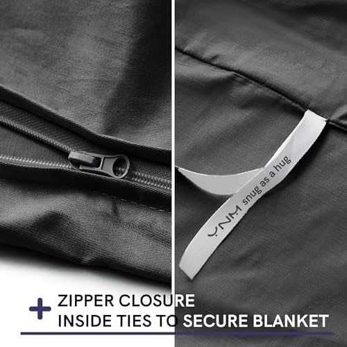 YnM Exclusive Cotton Duvet Cover for Weighted Blankets with 16 Strings (Dark Grey, 60"x 80") - Image 3