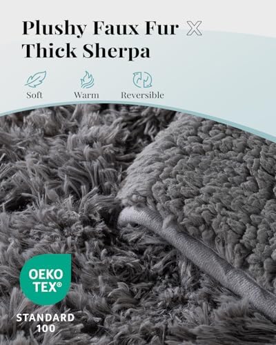 Topblan Fuzzy Faux Fur Weighted Blanket 15lbs, 60 x 80 Queen Size for Adult - Image 2