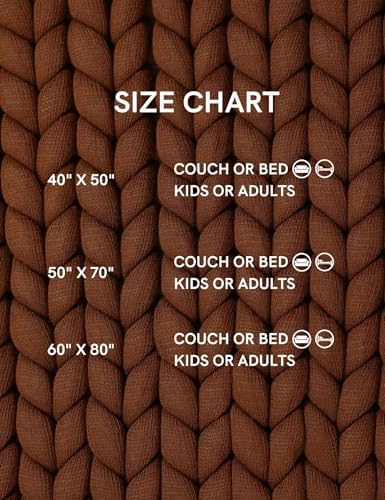 YnM Chunky Throw Blanket, Medium-Weight, Hand Knitted, Skin Friendly, Ventilated and Breathable, Machine Washable, Home Décor Piece for Couch, Sofa and Bed (Brown, 50x70 Inch) - Image 6