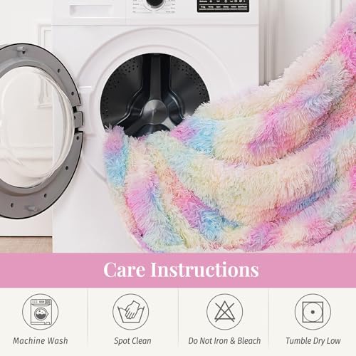 Wemore Weighted Blanket for Adult 48x72 15lbs Soft Long Plush Twin Rainbow - Image 7