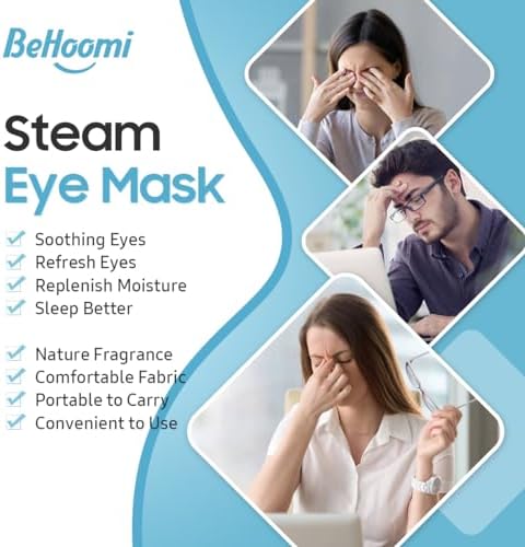 BeHoomi 20 Packs Steam Eye Mask, Heated Eye Mask Warm Compress for Eyes, Disposable Self Heating Steam Mask for Home, Sleep, Spa, Travel Essentials & Relaxation Gifts for Women (Jasmine) - Image 4