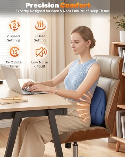 JZBRAIN Electric Back Massager, Deep Tissue Kneading Heat for Pain Relief - Image 2