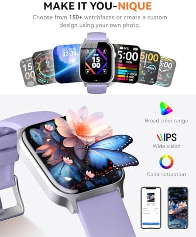 Smart Watches for Women Men, Fitness Tracker Watch with 110 Sports Modes, Step Counter/Sleep Monitor/Pedometer, IP68 Waterproof, Bluetooth Call & Music Control Smartwatch for iPhone/Android,Pueple - Image 5
