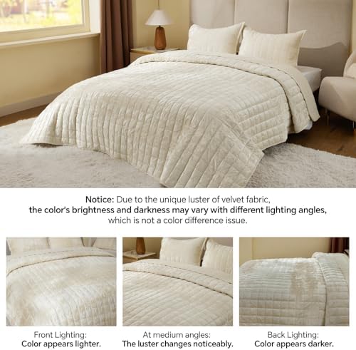 BEDELITE Velvet Quilt Set King Size, Luxury Velvet Comforter Bedding - Image 4