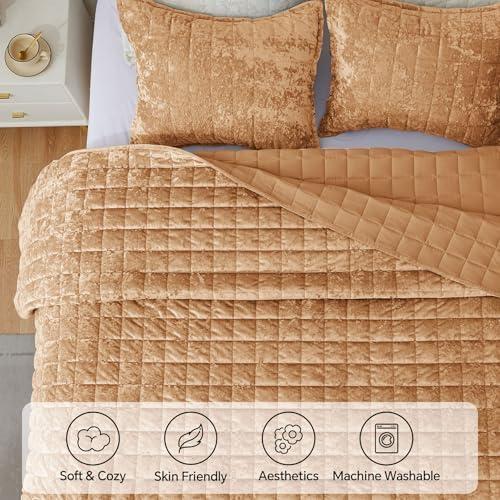 BEDELITE Velvet Quilt Set King Size, Luxury Velvet Comforter Bedding - Image 4