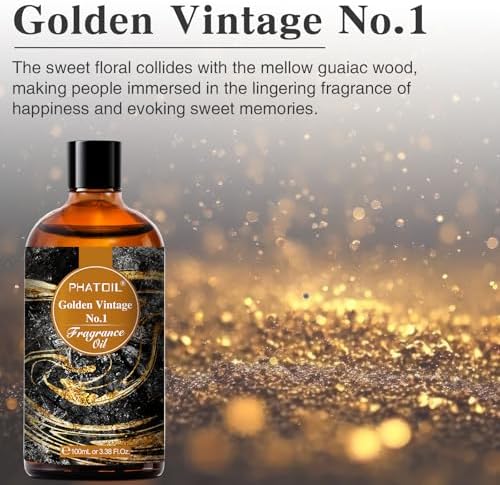 PHATOIL Golden Vintage No.1 Fragrance Oils for Aromatherapy, 3.38FL.OZ Diffuser Oils for Home, Perfect for Aromatherapy, Humidifiers, Yoga, DIY Candle and Soap Making - 100ml - Image 2
