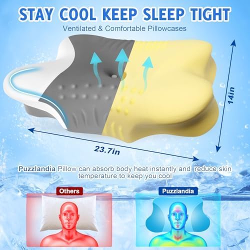 Cervical Pillow for Neck Pain,Cooling Butterfly Pillow for Side Sleepers – Adjustable Orthopedic Contour Memory Foam Pillow,Contoured Support Pillows with Breathable Pillowcase for Sleeping,Dark Gray - Image 6