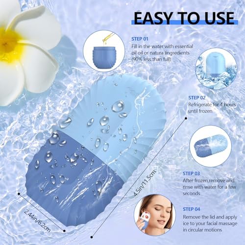 Ice Roller for Face and Eye, Silicone Ice Facial Roller Ice Holder, Face Ice Mold Skin Care, Face Icers Reusable Ice Cube Roller for Shrink Pores Anti Wrinkle Reduce Puffiness, Blue - Image 5