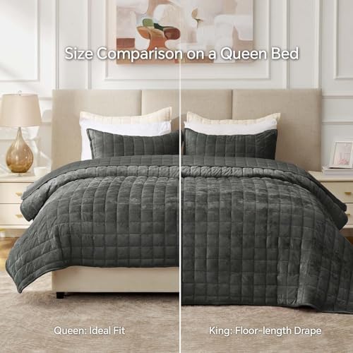 BEDELITE Velvet Quilt Set Queen Size, Luxury Velvet Comforter Bedding - Image 6