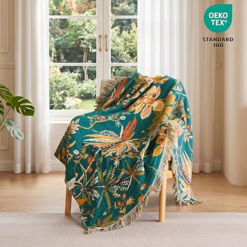 MSGKV Boho Throw Blanket 50"x60" Cotton Summer Floral Blanket for Couch - Image 6
