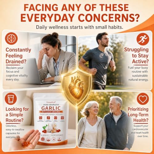 Aged Odorless Garlic Extract Softgels with CoQ10 Ubiquinol and Vitamin K2 - 1200mg Aged Garlic Supplement, S - Allyl Cysteine Standardized for Optimal Heart Health & Immune Support - 120 Softgels - Image 5