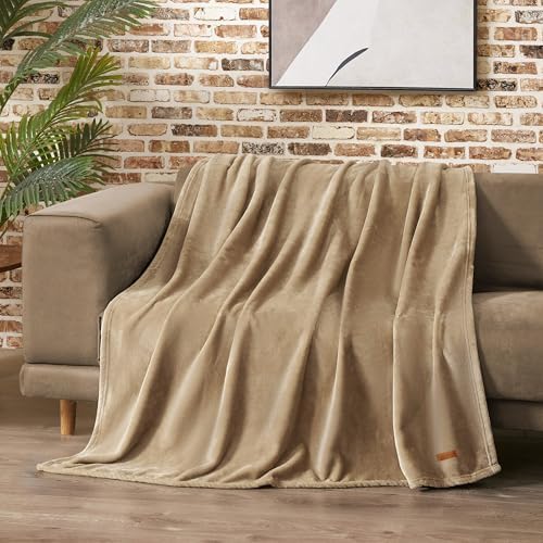 Lucky Brand Solid Plush 50"x70" Throw Blanket, Doe Brown - Soft, Cozy, and Timeless Comfort by Unknown