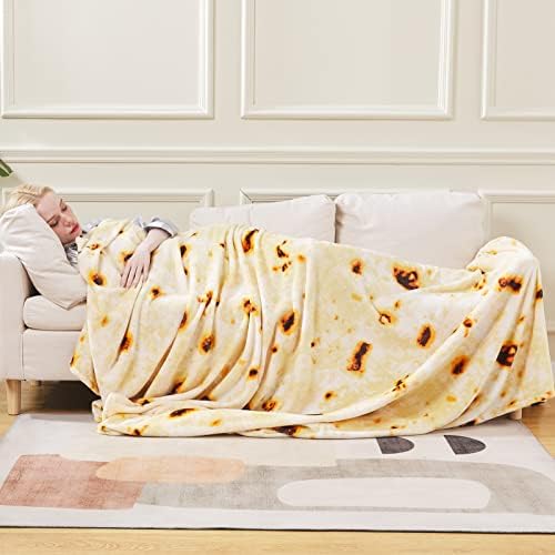 Burritos Tortilla Blanket Queen Size- Premium Lightweight Anti-Static Tortilla Throw Soft Couth Sofa Cozy Warm Flannel Taco Blanket Plush Gift for Daughter Mom, Bedroom Decor 90" x 90"(Burritos Queen) - Image 2